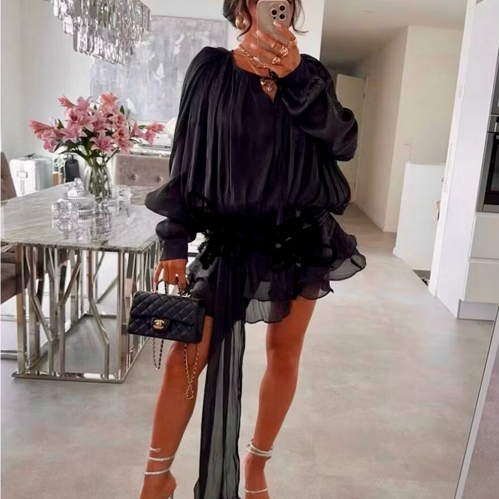 Elegant Black Chiffon Dress